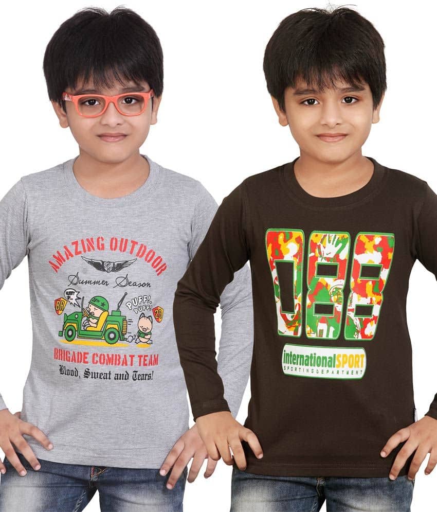 Dongli Pack of 1 Boys Cotton T-Shirt ( Multi Color )