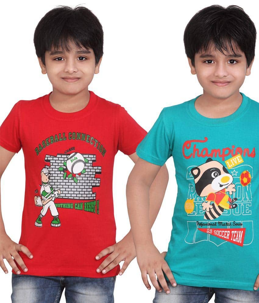 Dongli Pack of 1 Boys Cotton T-Shirt ( Red )