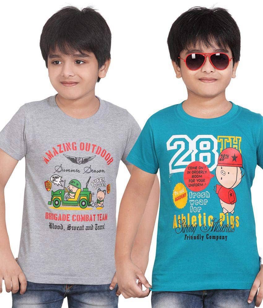 Dongli Pack of 1 Boys Cotton T-Shirt ( Multi Color )