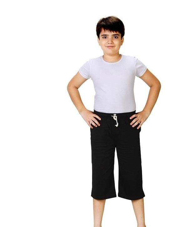     			Dongli Pack of 1 Cotton Three-Fourth For Boys ( Black )