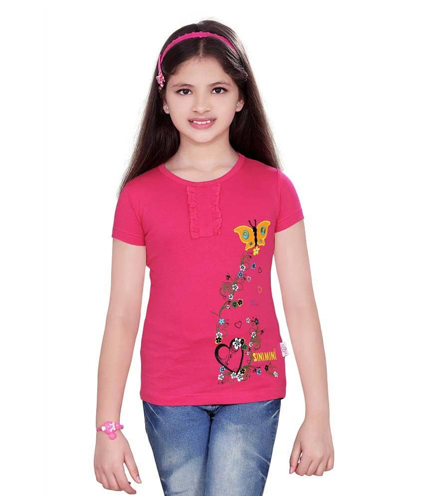 Sini Mini Pack of 1 Girls 100% Cotton Tops ( Blue )