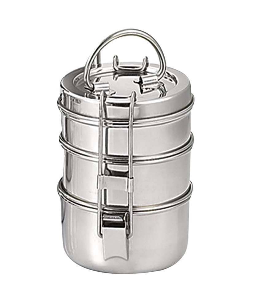     			Neelam Clip Carrier 8x3 Steel Lunch Box 3 Container (Pack of 1)