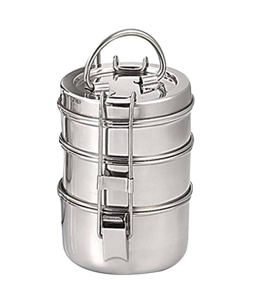     			Neelam Clip Carrier 7x3 Steel Lunch Box 3 Container (Pack of 1)