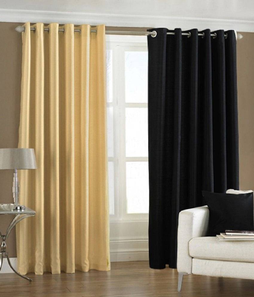     			Homefab India Plain Semi-Transparent Eyelet Window Curtain 5ft (Pack of 2) - Black