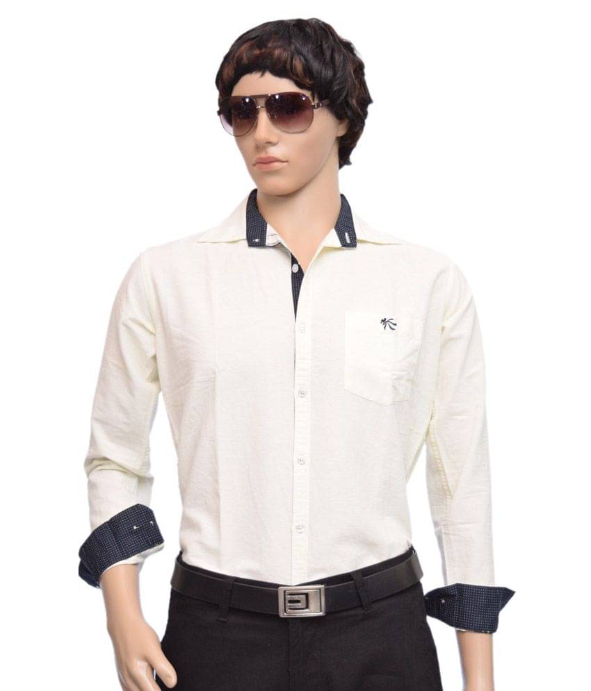    			British Terminal Ghost White Cotton Slim Fit Shirt