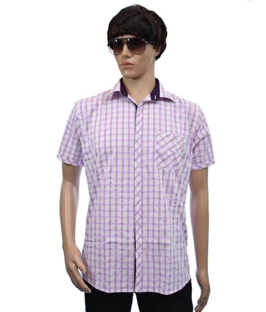     			British Terminal Purple Cotton Slim Fit Checks Shirt