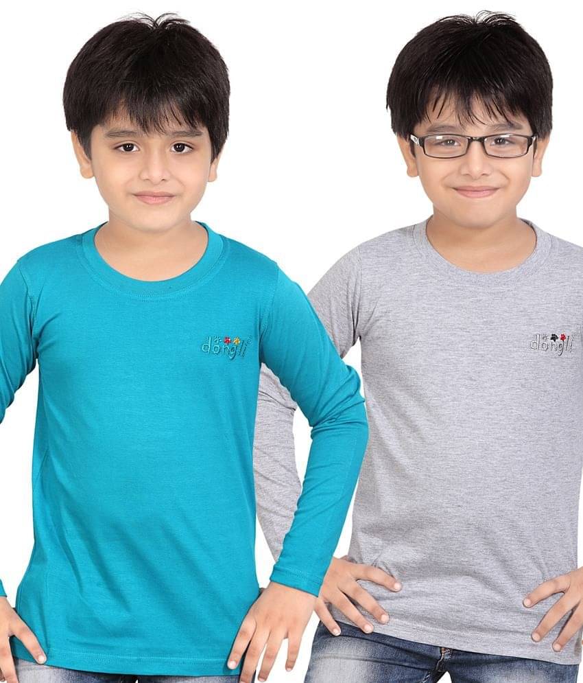     			Dongli Pack of 2 Boys Cotton T-Shirt ( Grey )