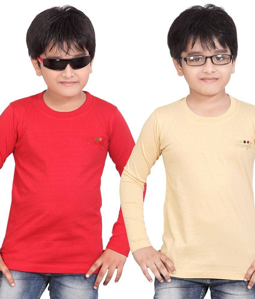     			Dongli Pack of 3 Boys Cotton T-Shirt ( Red )
