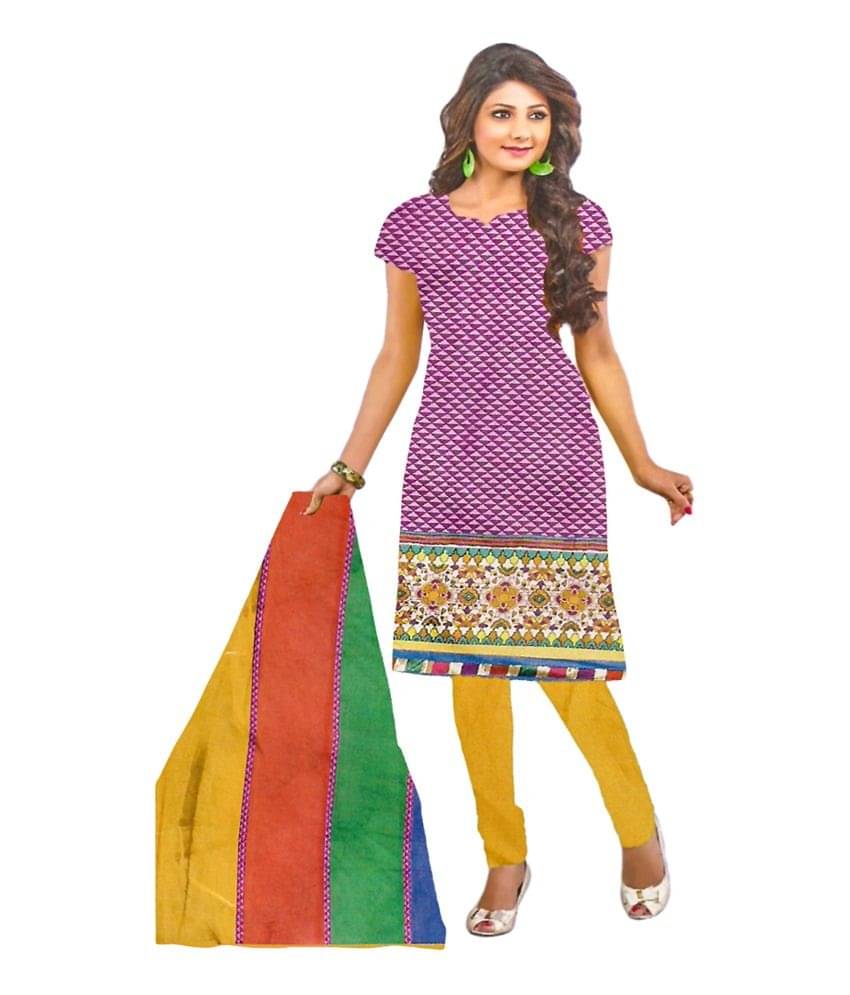     			Jevi Prints Purple Cotton Unstitched Dress Material