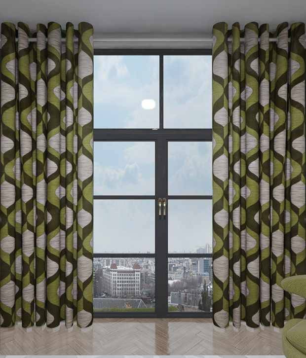 Home Candy Green Polyester Geometrical Elegant Door Curtains Geometrical Green Home Candy Green Polyester Geometrical Elegant Door Curtains Geometrical Green