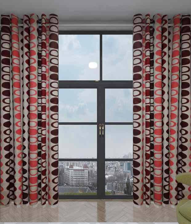 Home Candy Set of 2 Door Eyelet Curtains Geometrical Multi Color Home Candy Set of 2 Door Eyelet Curtains Geometrical Multi Color
