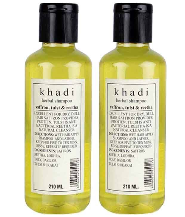 Khadi Saffron, Tulsi And Reetha Shampoo (pack Of 2) 210ml Eaach Khadi Saffron, Tulsi And Reetha Shampoo (pack Of 2) 210ml Eaach