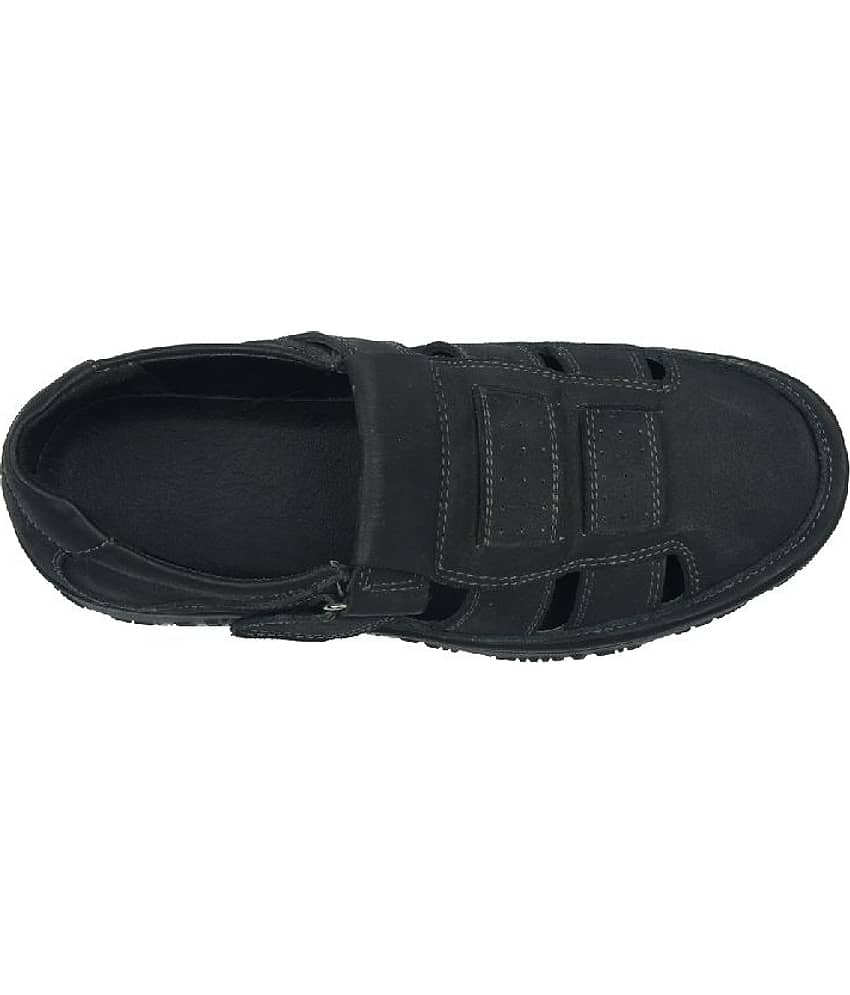 KHADIM British Walkers Black Leather Sandals