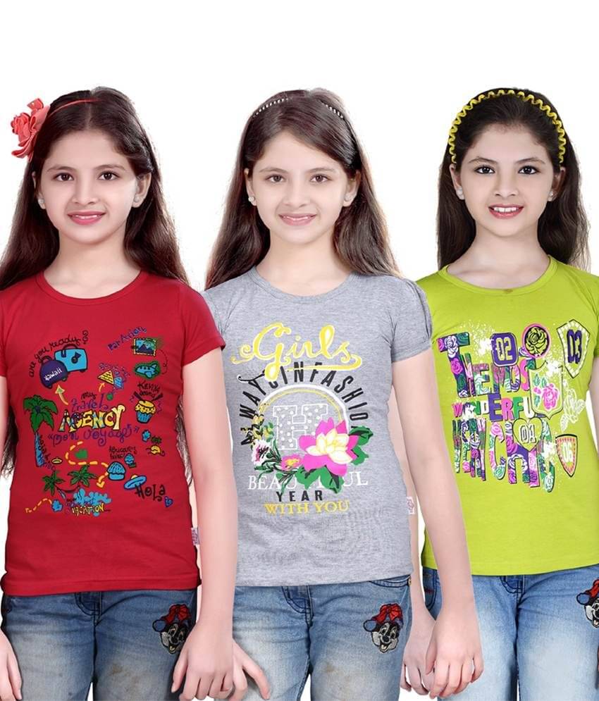     			Sini Mini Pack of 3 Girls 100% Cotton Combos ( Blue )