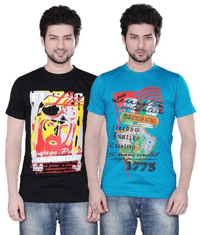     			Zebu Pack of 2 Cotton Regular Fit Men's T-Shirt ( Multicolor )