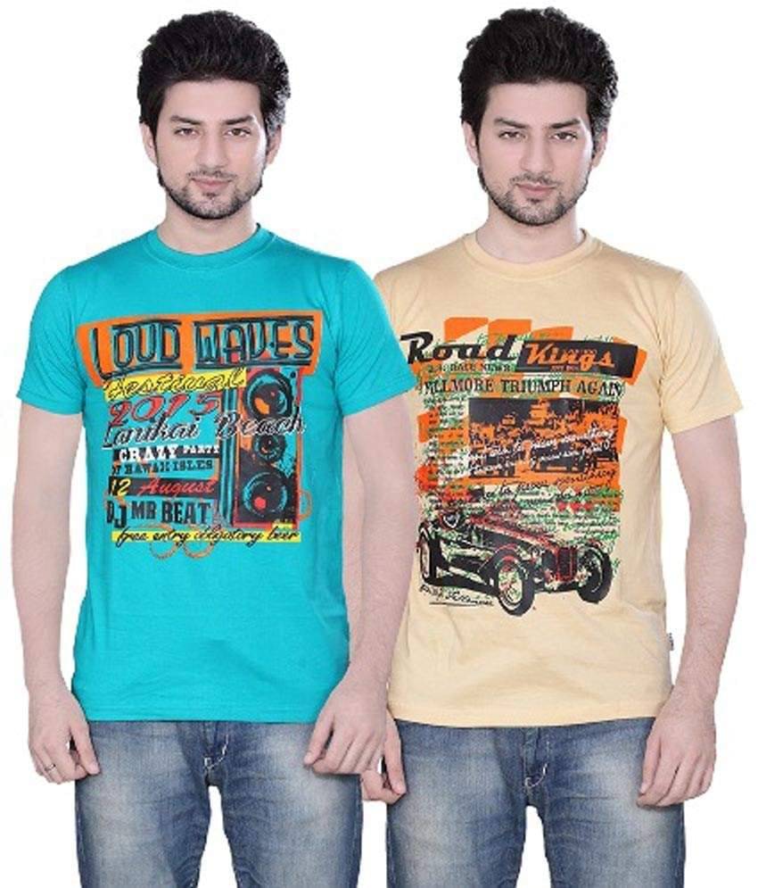 Zebu Pack of 2 Cotton Regular Fit Men's T-Shirt ( Multicolor ) Zebu Pack of 2 Cotton Regular Fit Men's T-Shirt ( Multicolor )