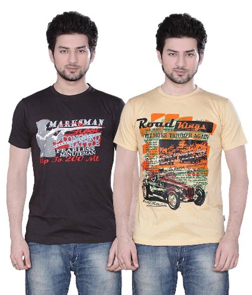 Zebu Pack of 2 Cotton Regular Fit Men's T-Shirt ( Multicolor ) Zebu Pack of 2 Cotton Regular Fit Men's T-Shirt ( Multicolor )