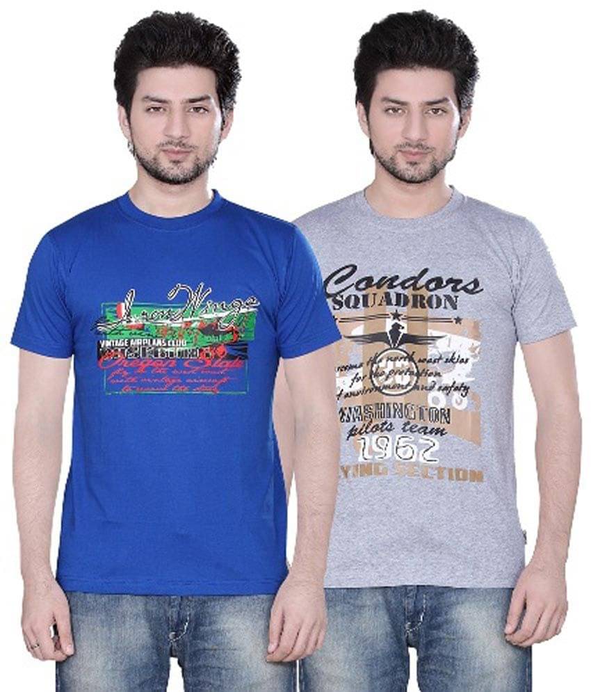 Zebu Pack of 2 Cotton Regular Fit Men's T-Shirt ( Multicolor ) Zebu Pack of 2 Cotton Regular Fit Men's T-Shirt ( Multicolor )