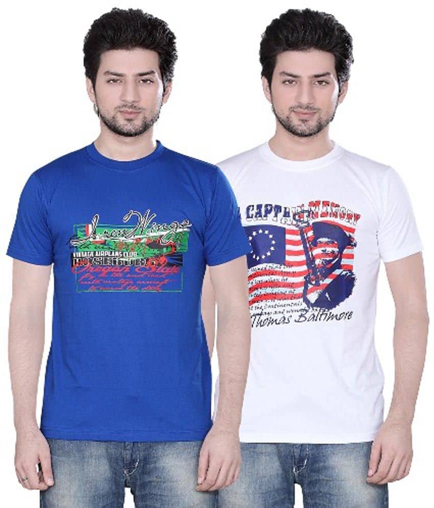 Zebu Pack of 2 Cotton Regular Fit Men's T-Shirt ( Blue )