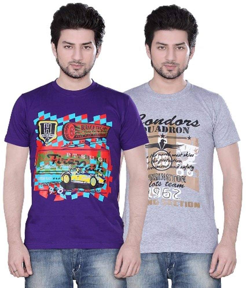     			Zebu Pack of 2 Cotton Regular Fit Men's T-Shirt ( Blue )