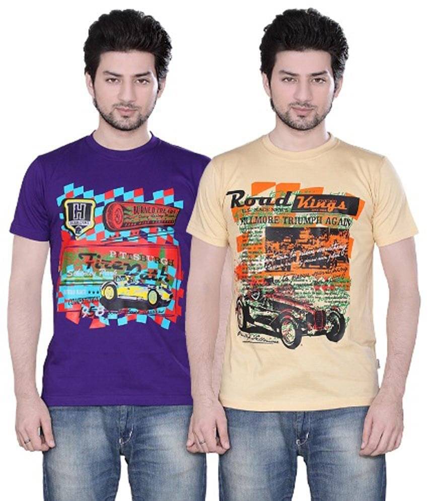     			Zebu Pack of 2 Cotton Regular Fit Men's T-Shirt ( Multicolor )