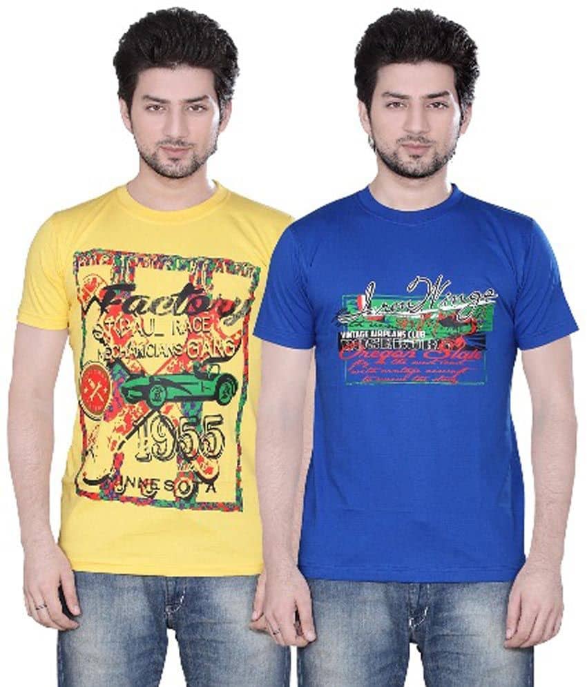 Zebu Pack of 2 Cotton Regular Fit Men's T-Shirt ( Multicolor )