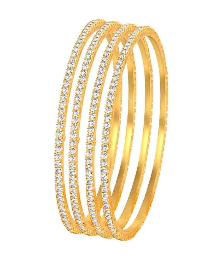 Sukkhi Classy Gold Plated Set Of 4 Australian Diamond Single Line Bangles Sukkhi Classy Gold Plated Set Of 4 Australian Diamond Single Line Bangles