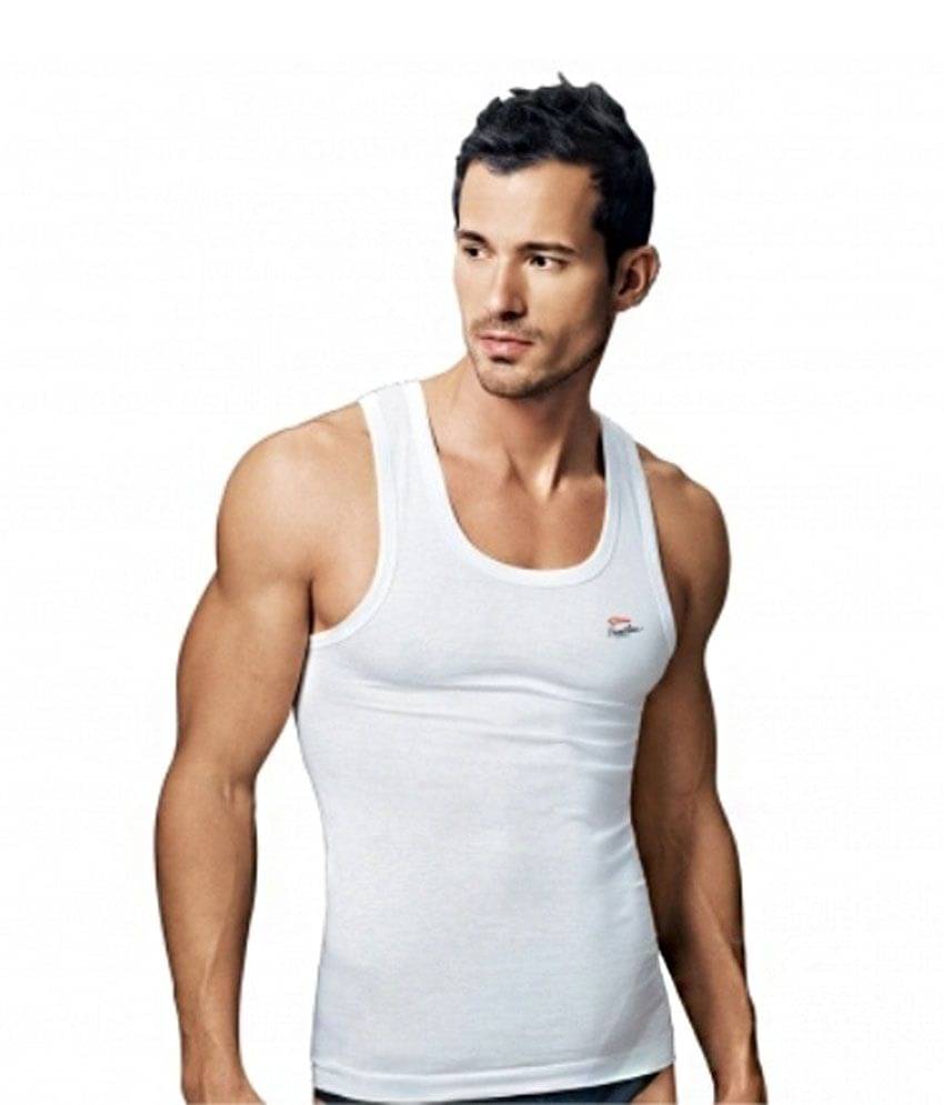     			Rupa Frontline Premium White Sleeveless Vest - Pack Of 6