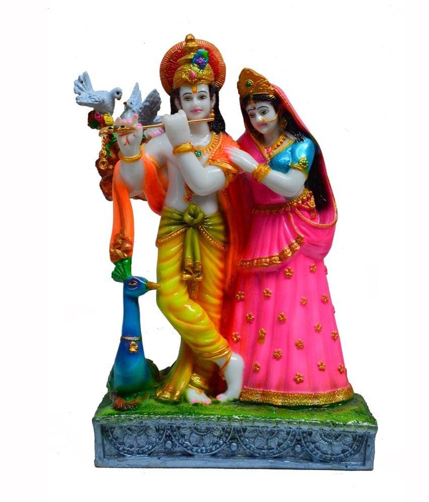 eCraftIndia Multicoloured Handcrafted Radha-Krishna with Cow eCraftIndia Multicoloured Handcrafted Radha-Krishna with Cow