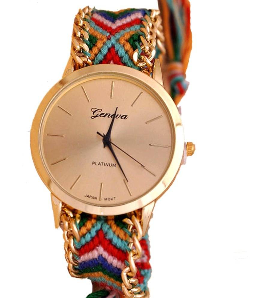     			Geneva PU Round Womens Watch