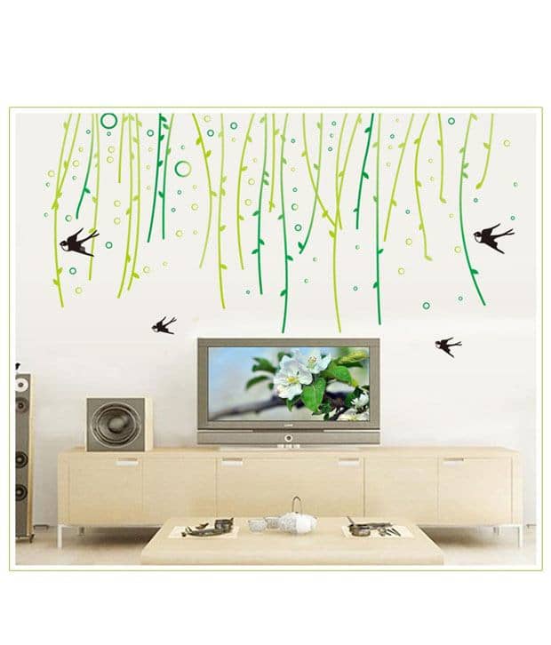 Asmi Collection Beautiful creepers and Birds Nature Sticker ( 140 x 150 cms )