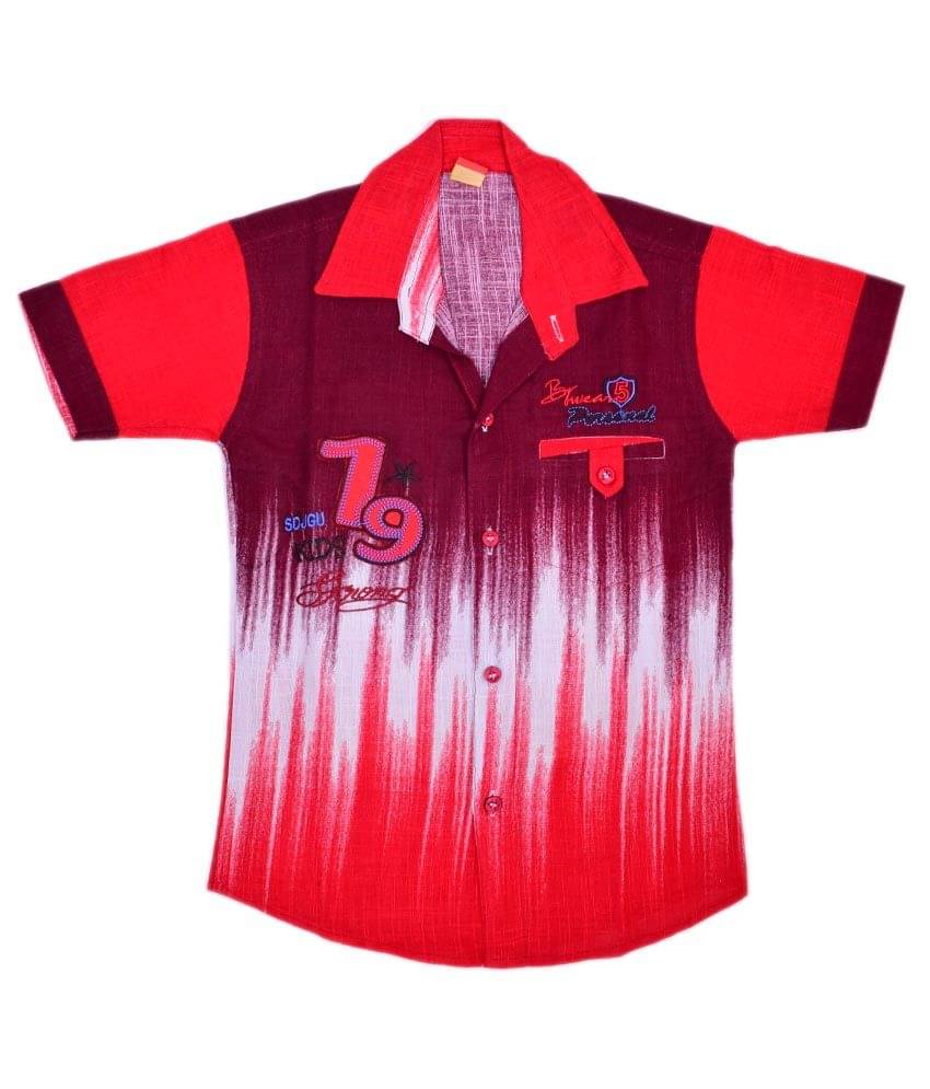     			British Terminal Pack of 1 Boys 100% Cotton Half Sleeves Shirt ( Red )
