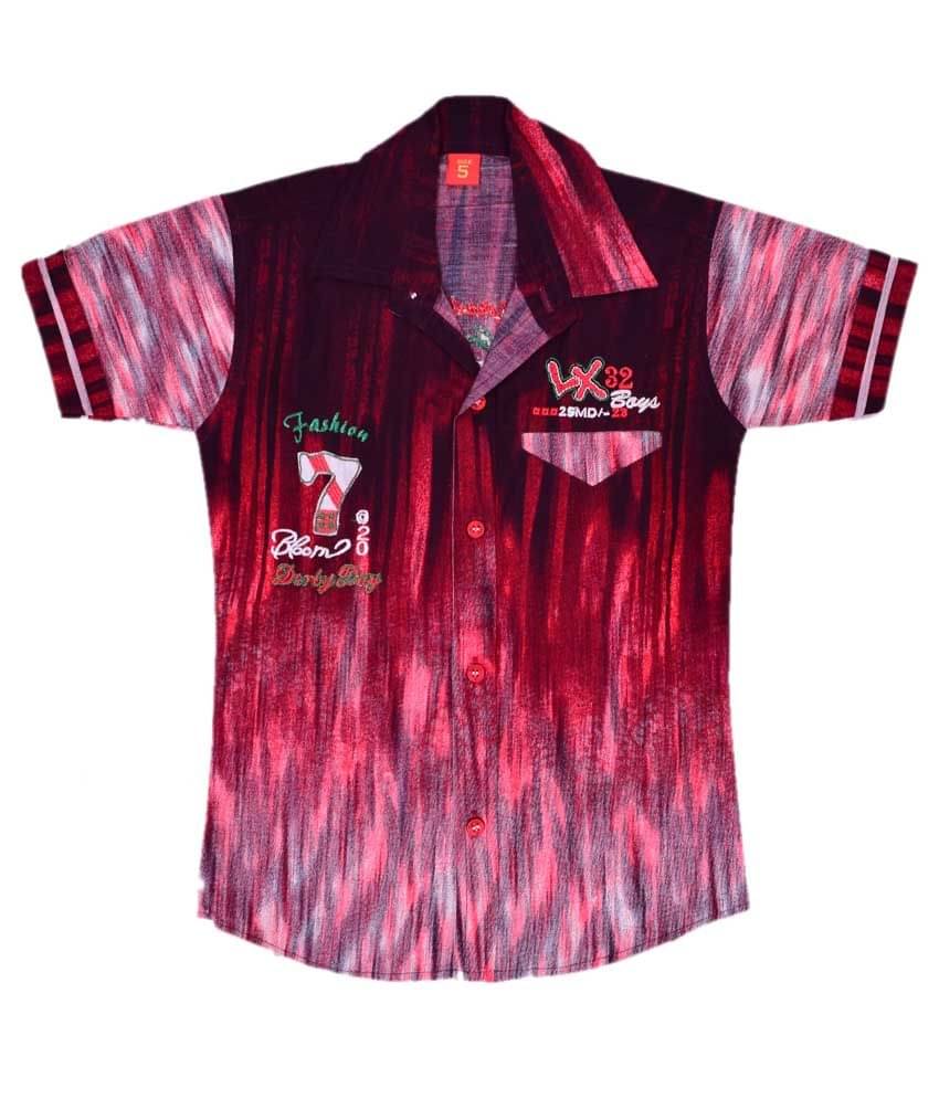     			British Terminal Pack of 1 Boys 100% Cotton Half Sleeves Shirt ( Red )