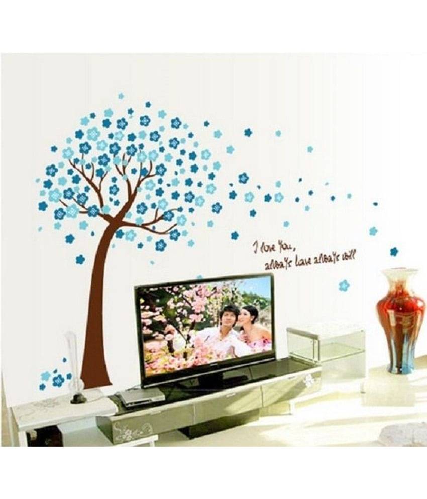 Asmi Collection Blue Tree and Birds wallstickers Nature Sticker ( 130 x 150 cms ) Asmi Collection Blue Tree and Birds wallstickers Nature Sticker ( 130 x 150 cms )