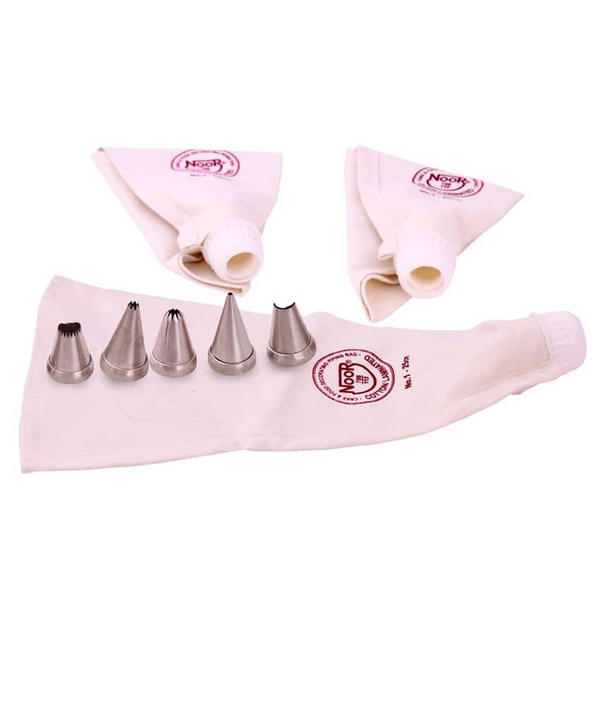 Noor Cake Decorating Icing Bags (25 Cm) With S1 Nozzles - Set Of 8 Pcs - Cookware | Buy online on ZillyBuy