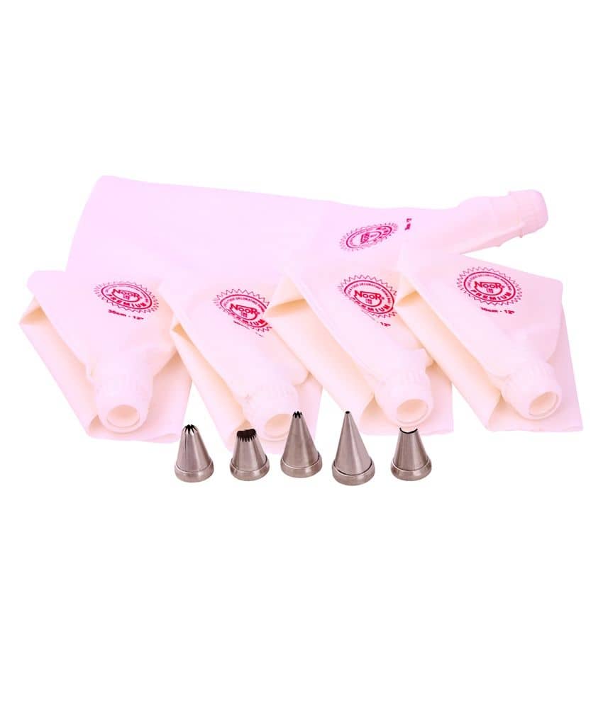 Noor Cake Decoration Icing Bag (30 Cm) With Nozzles - Set Of 10 Pcs - Cookware | Buy online on ZillyBuy