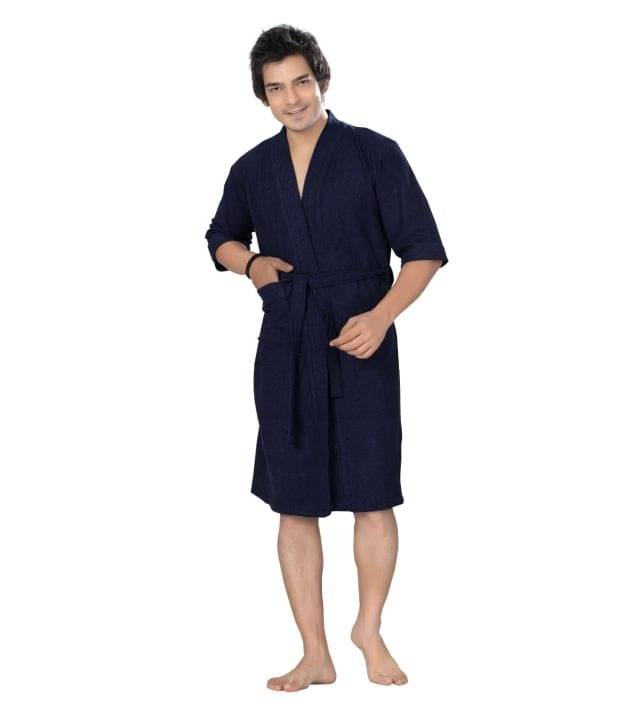     			Superior Navy Cotton Bathrobes