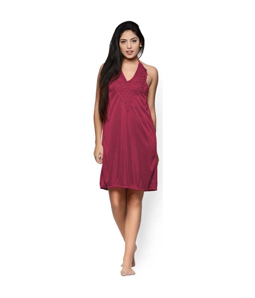     			Klamotten Purple Satin Baby Doll Dresses