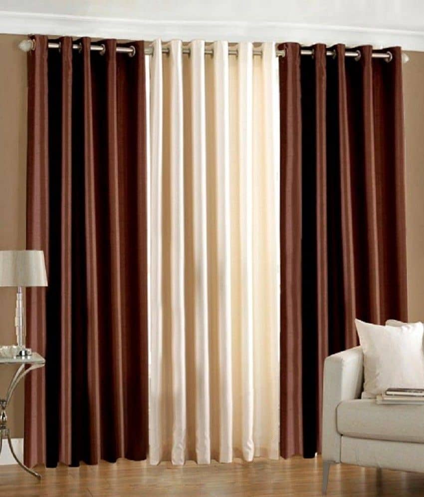 Homefab India Plain Semi-Transparent Eyelet Door Curtain 6ft (Pack of 3) - Multicolor