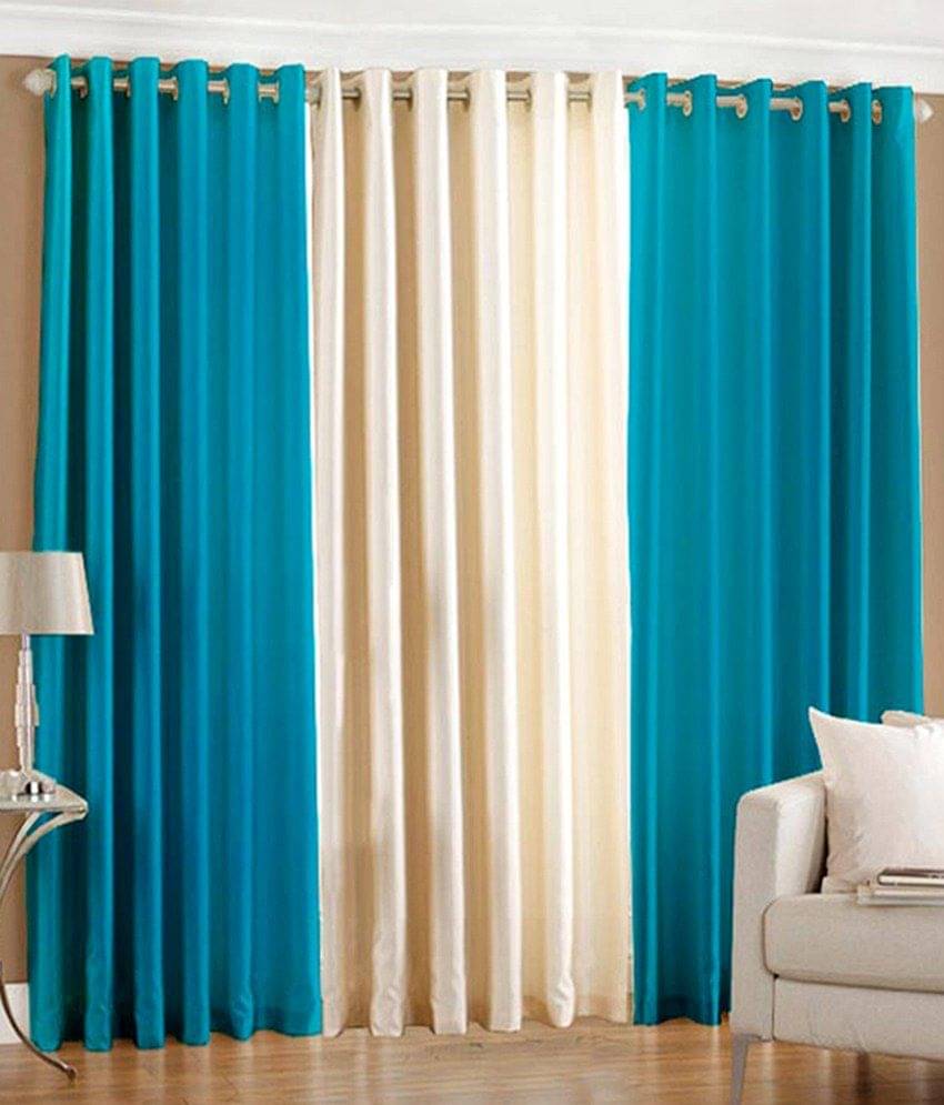     			Homefab India Plain Semi-Transparent Eyelet Window Curtain 5ft (Pack of 3) - Multicolor