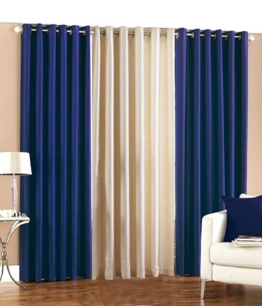 Homefab India Plain Semi-Transparent Eyelet Window Curtain 5ft (Pack of 3) - Multicolor