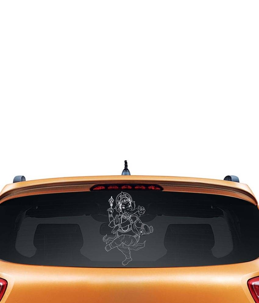     			Walldesign Dancing Ganesha Car Sticker - Silver