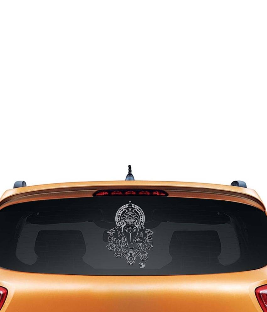     			Walldesign Ganesha Face Car Sticker - Silver