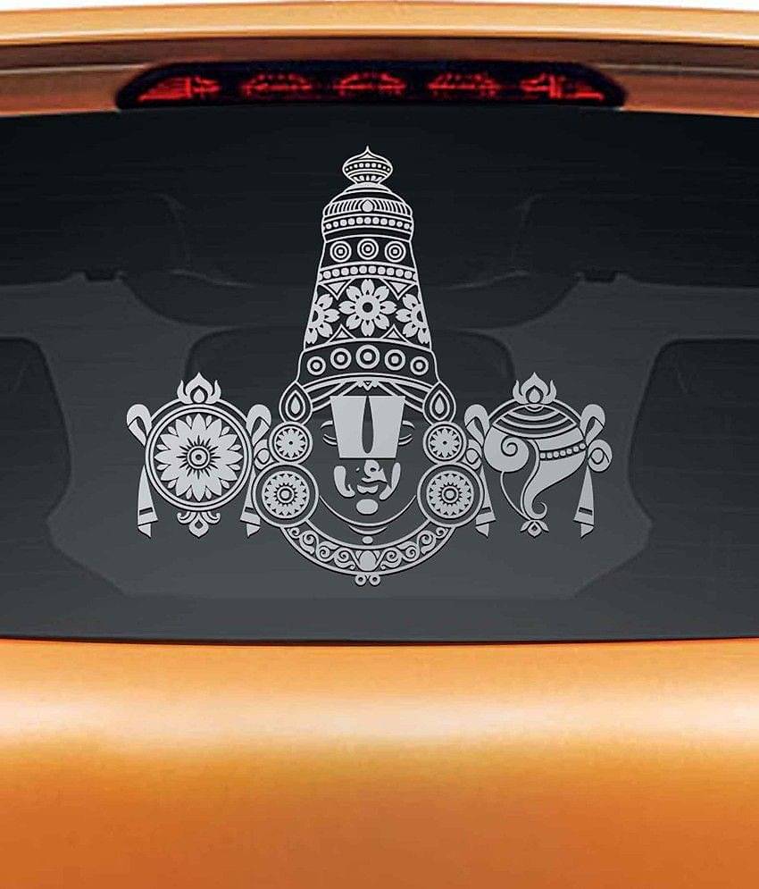 Walldesign Tirupati Balaji Car Sticker - Silver