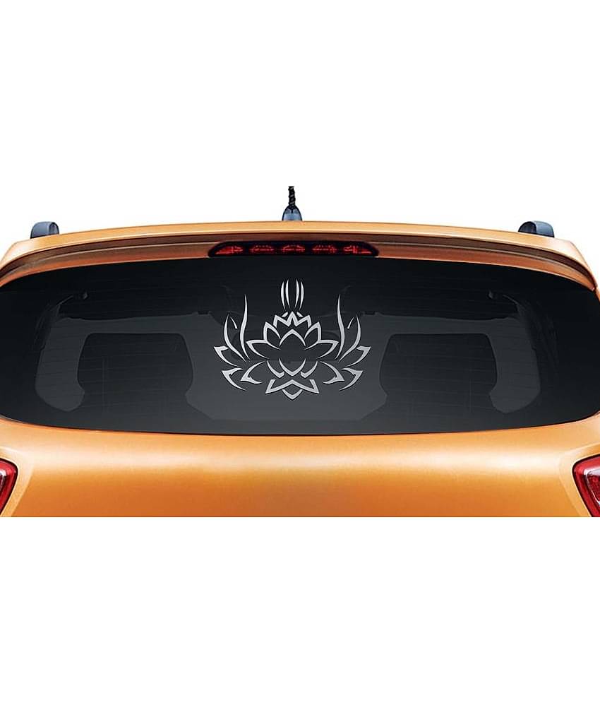 Walldesign Tribal Lotus Car Sticker - Silver