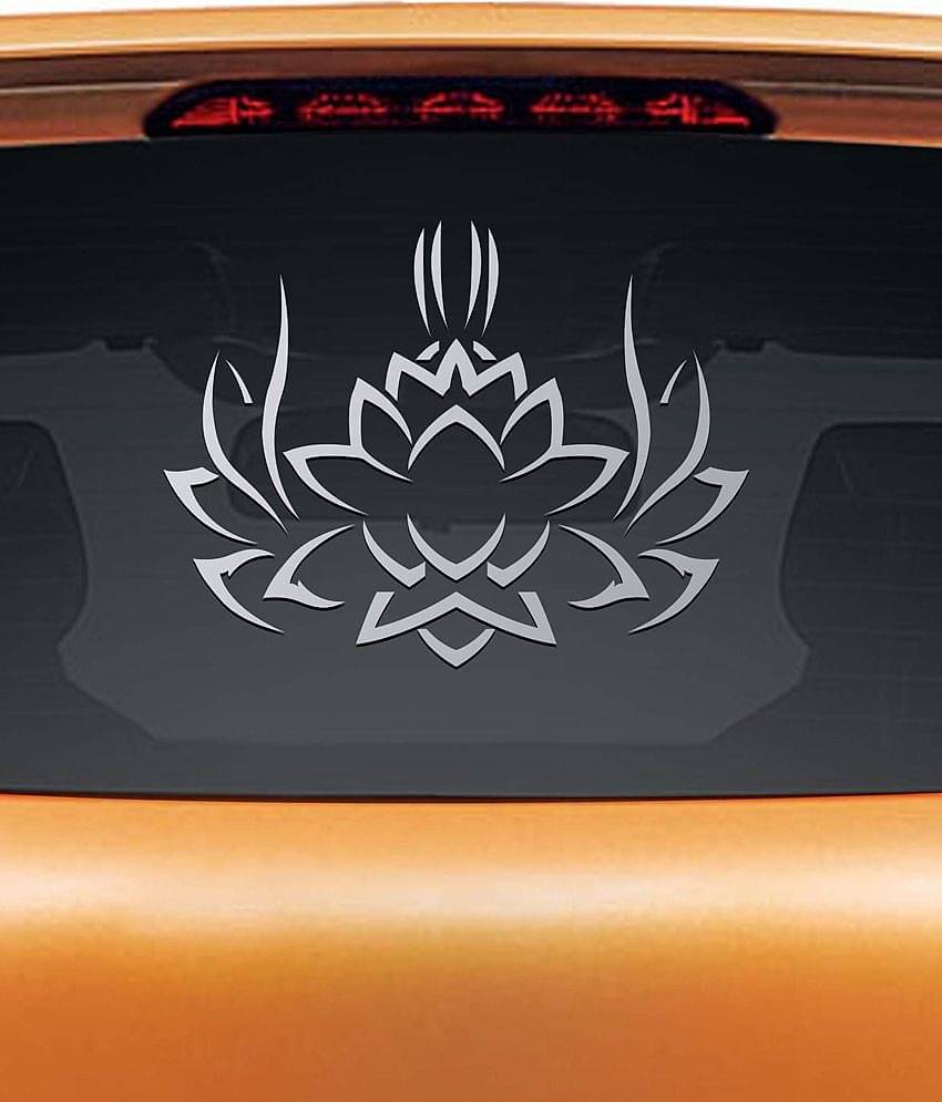 Walldesign Tribal Lotus Car Sticker - Silver