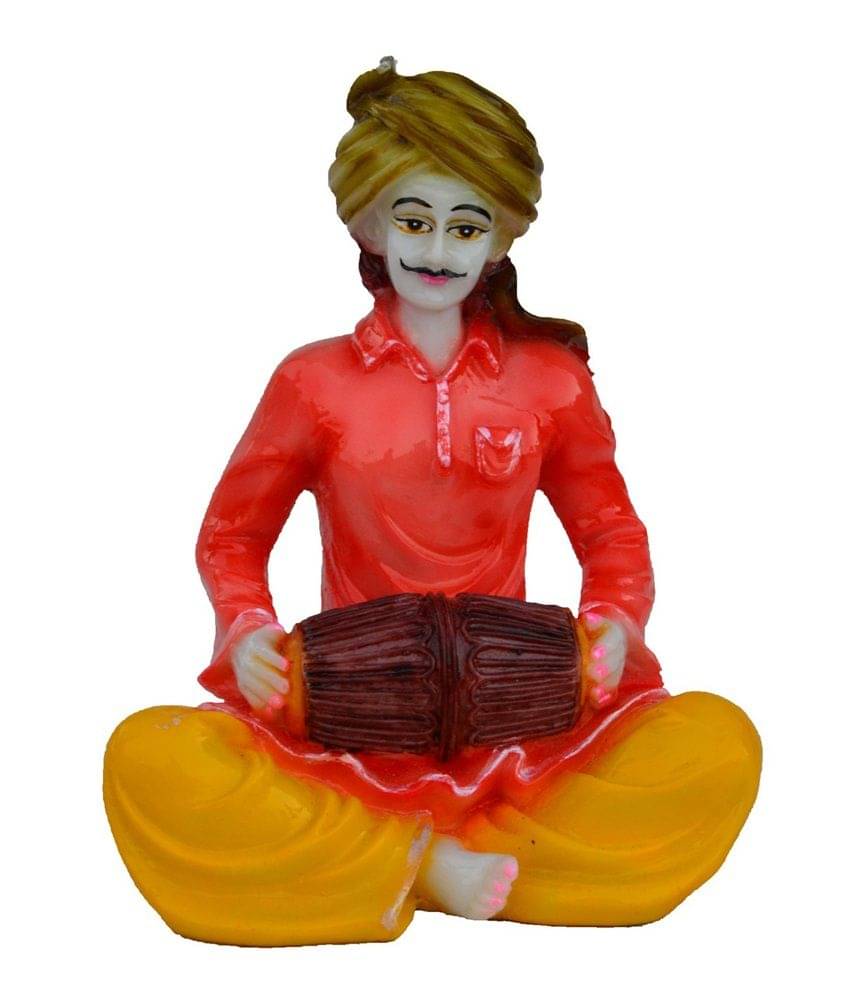 eCraftIndia Pink & Yellow Rajasthani Musician Statue Figurine eCraftIndia Pink & Yellow Rajasthani Musician Statue Figurine