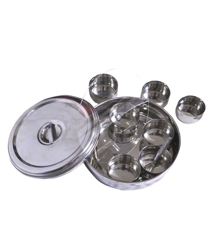 Dynore Small Ring Shaped Spice Box With Plastic Middle Partition Plate And Clip To Hold The Lid To Open Dynore Small Ring Shaped Spice Box With Plastic Middle Partition Plate And Clip To Hold The Lid To Open
