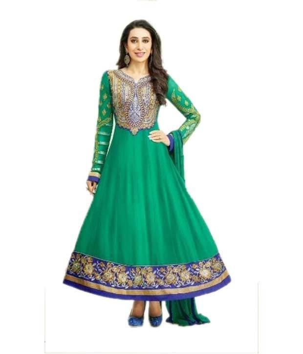 ShraddhaFashion Green and Grey Georgette Unstitched Dress Material ShraddhaFashion Green and Grey Georgette Unstitched Dress Material
