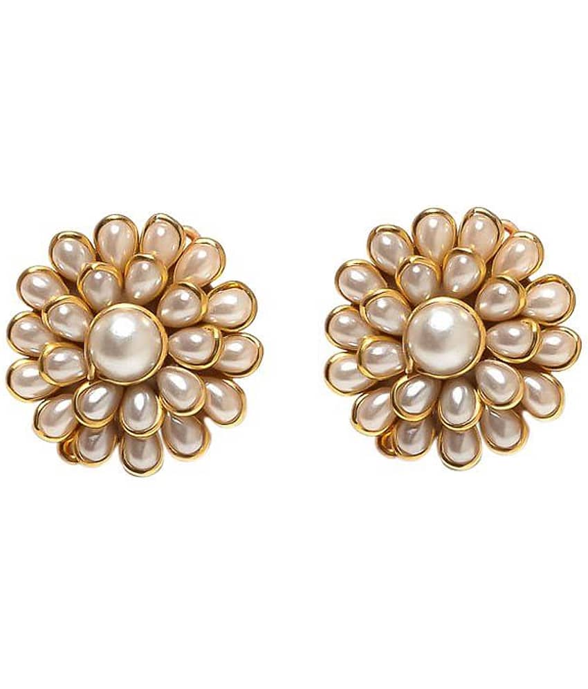 Jewar Gold Plated White Alloy Party Wear Earring Set - Earrings | Buy online on ZillyBuy
